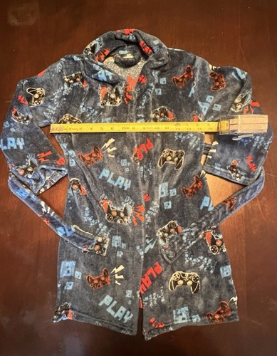 Modern Kids Boys Size Small Navy Blue Soft Robe With Waist Tie Gamer Video Games - Picture 5 of 6