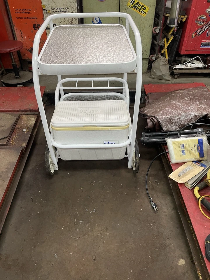 Винтажная современная барная тележка 1980-х ретро середины века с кулером - Изображение 2 из 2