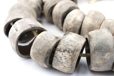 Rustic Grey Bone Beads Ring 23mm Kenya African Large Hole 24 Inch Strand