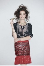 Anthropologie Moulinette SOEURS Red Black Sequin SUELTA Party Skirt US 2