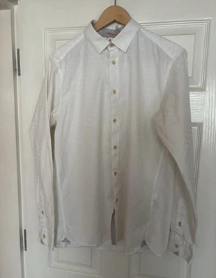 Ted Baker Crisp White Long Steve Smart Formal Long Sleeve Shirt 5 L Large - Image 1 of 3