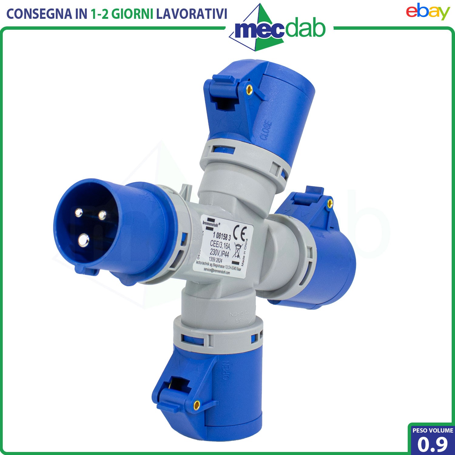 Distributore Monofase a 3 prese CEE 230V / 16A IP44 brennenstuhl 1081583