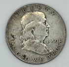 1950-D Ben Franklin US Liberty Bell Half Dollar, 90% Silver, Circulated