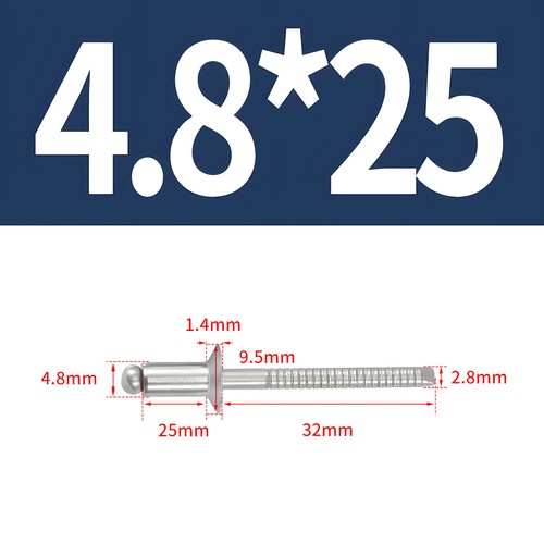 Pop Rivets Countersunk Head Open End Blind Rivets A2 Stainless Steel - Picture 32 of 32
