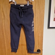 JACK WILLS Boys Graphic Tracksuit Trousers Joggers 3-4 Years Navy Blue