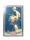 VTG Coca-Cola Metal Sign Norman Rockwell Fishing Boy Soda Dog Decor Advertising
