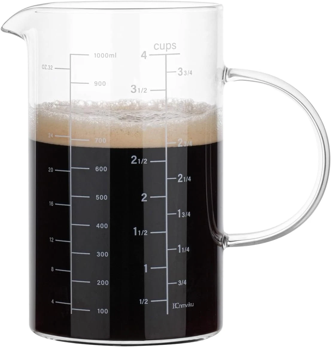 Glass Measuring Cup, Insulated Handle, V-Shaped Spout, High Borosilicate Glass M