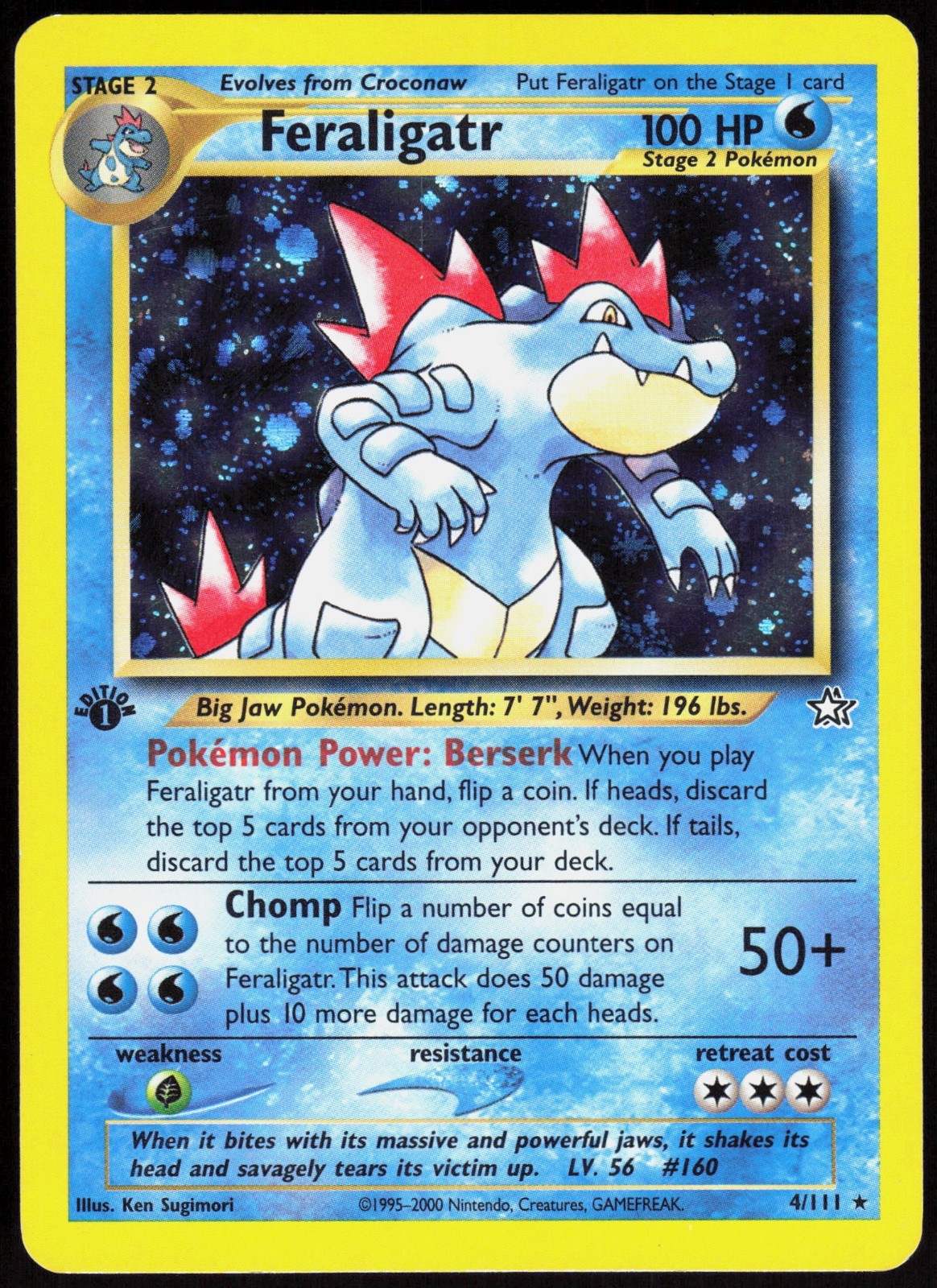 Feraligatr - 4/111 - Pokemon Neo Genesis 1st Edition Holo Rare Card WOTC NM