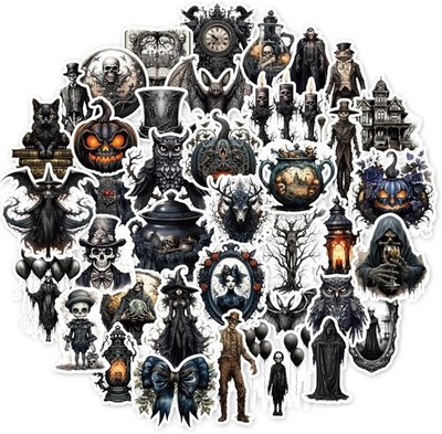 Goth Sticker Lot 100 Stickers Horror Halloween Gothic Skulls Cats Pumpkins More!