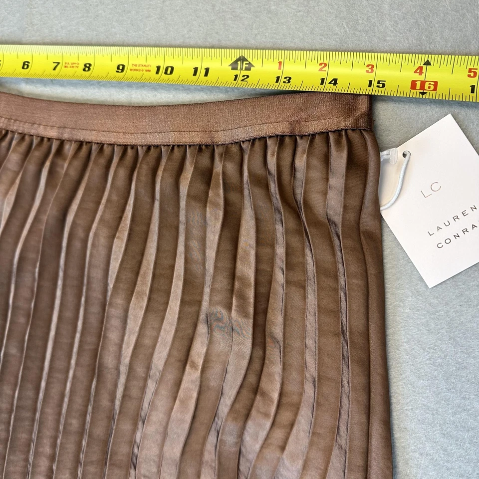 Falda LC Lauren Conrad Mujer Grande Marrón Plisada Midi Chocolate Poliéster Kohls Foto 4 de 4