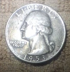 1953 Washington Quarter Denver Mint, 90% Silver, Vintage Circulated US Coin