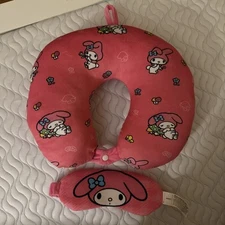 Sanrio x Miniso - My Melody Neck Travel Sleep Pillow + Sleeping Eye Mask Set NEW