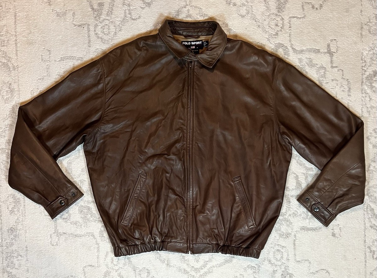 POLO SPORT ダークブラウン レザージャケット Vintage Polo Sport Ralph Lauren Chocolate Bomber Brown Leather