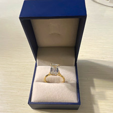 14k Yellow Gold 3.29ctw Emerald Cut Lab created Diamond Solitaire Ring 7.25 IGI