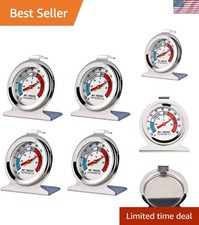 4 Pack Refrigerator Freezer Thermometer Large Dial Analog Stainless Steel