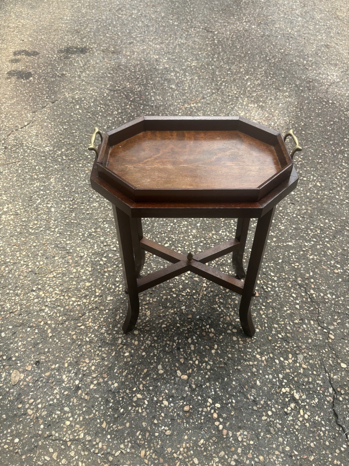 Vintage/Antique Octagonal Pine Folding Butlers Tray-15.5x11.5x21.5
