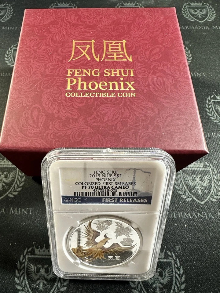 2015 Niue 1 oz Silver Proof Colored Feng Shui Phoenix NGC PF70 UC FR - Image 3 of 4