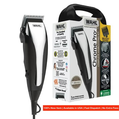 Wahl Chrome Pro Hair Clipper Kit Corded Electric Trimmer 9670-1201 Set
