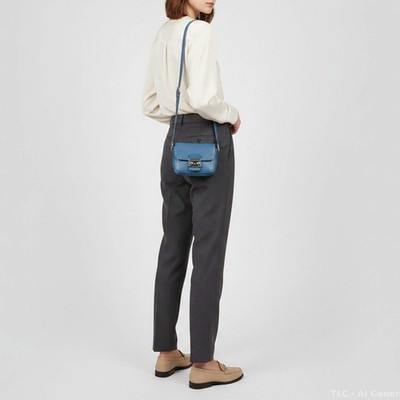 Miu Miu Pushlock Flap Blue Leather Crossbody Bag | eBay