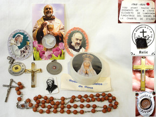 8 Relic Lot Crucifix Rosary Marie Louise Elisabeth de Lamoignon St Pio Jude