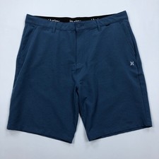 Hurley Mens 38 Hybrid Stretch Walking Shorts Blue 4-Way Stretch
