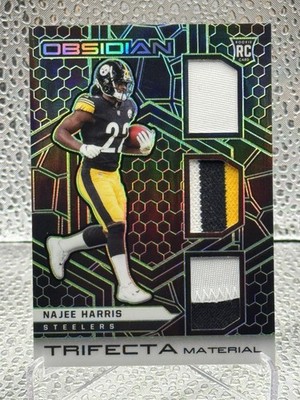 Najee Harris RC 2021 Obsidian Trifecta Material Green Patch /50 TM-NH Steelers