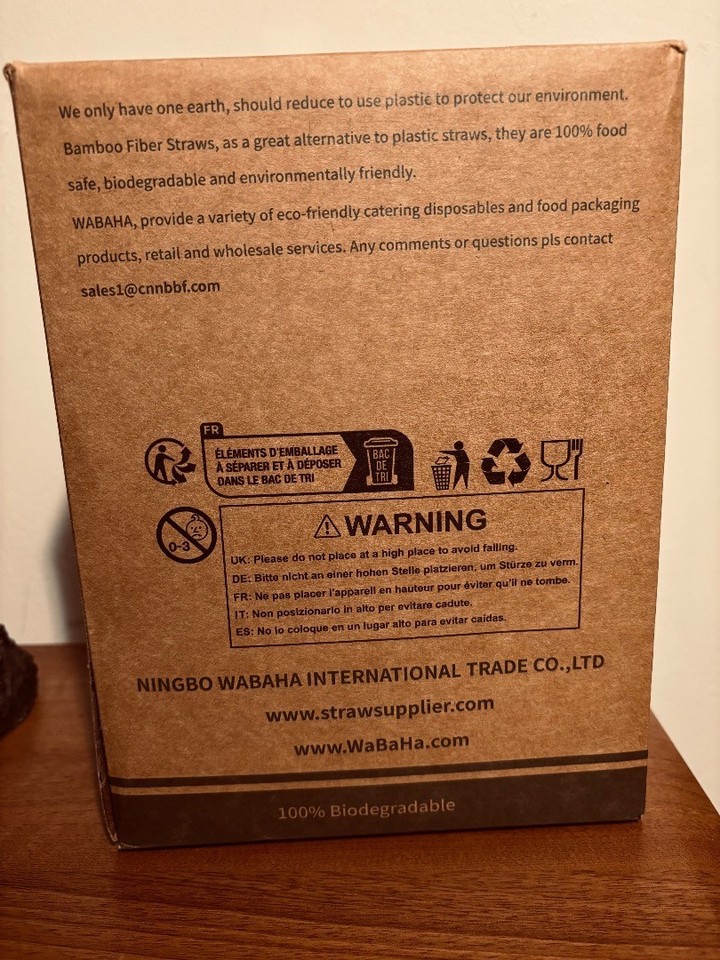 BNIB WABAHA BAMBOO Biodegradable fiber straws /200 natural - CG M26 ...