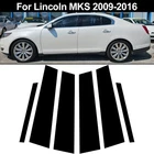 6pcs Glossy Black Pillar Post For Lincoln MKS 2009-2016 Door Trim Mirror Cover