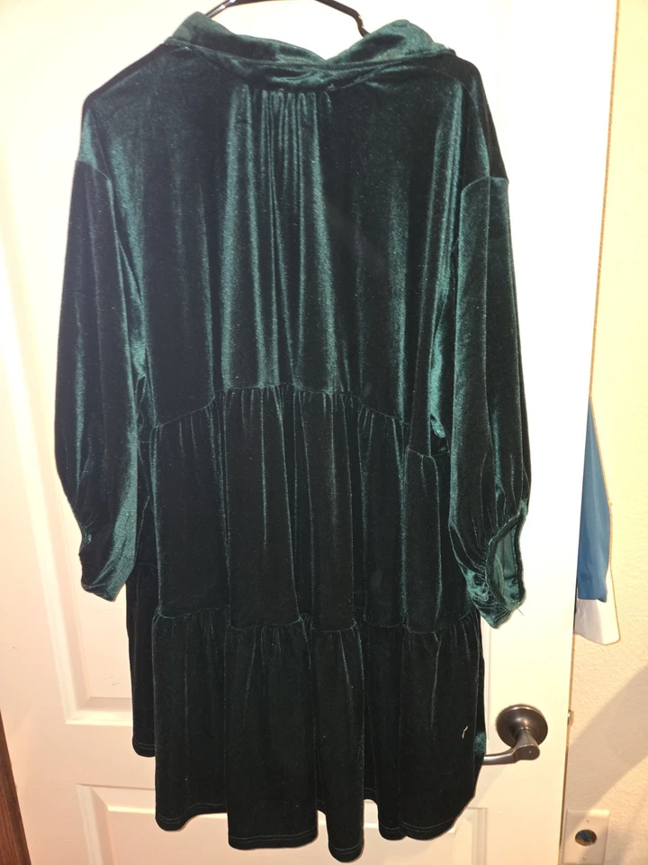 Umgee Women's Velvet Tunic Dress 2XL Green - Image 2 of 4