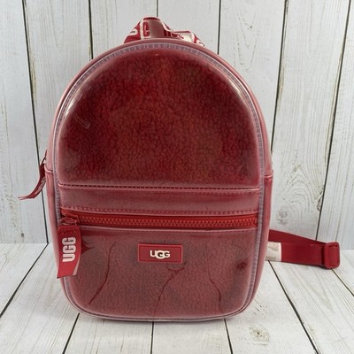 UGG Dannie II Mini Backpack Clear Red Faux Fur Casual Trendy