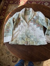 Handmade Upcycled Quilt Jacket  Floral Cream Size 12