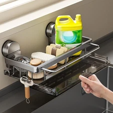 Suction Cup Sponge Holder for Kitchen Sink Organizer and Storage Caddy