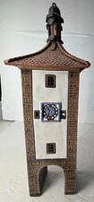 Ceramic Miniature Clock Tower House Candle Holder Siebers Tower in Rothenburg