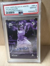 2025 Topps Black & White Jacob Wilson Purple Rookie Auto 21/25 PSA 10 Gem Mint