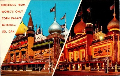 Vintage Mitchell South Dakota Corn Palace Vintage Postcard Greetings