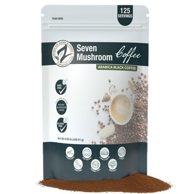Zatural Mushroom Coffee, 125 Servings Instant Natural Black Blend with Lion's M