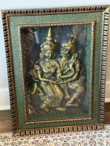 Princess Sita & Warrior Monkey Hunaman Relief Wall Hanging Art Thai - Picture 2 of 17