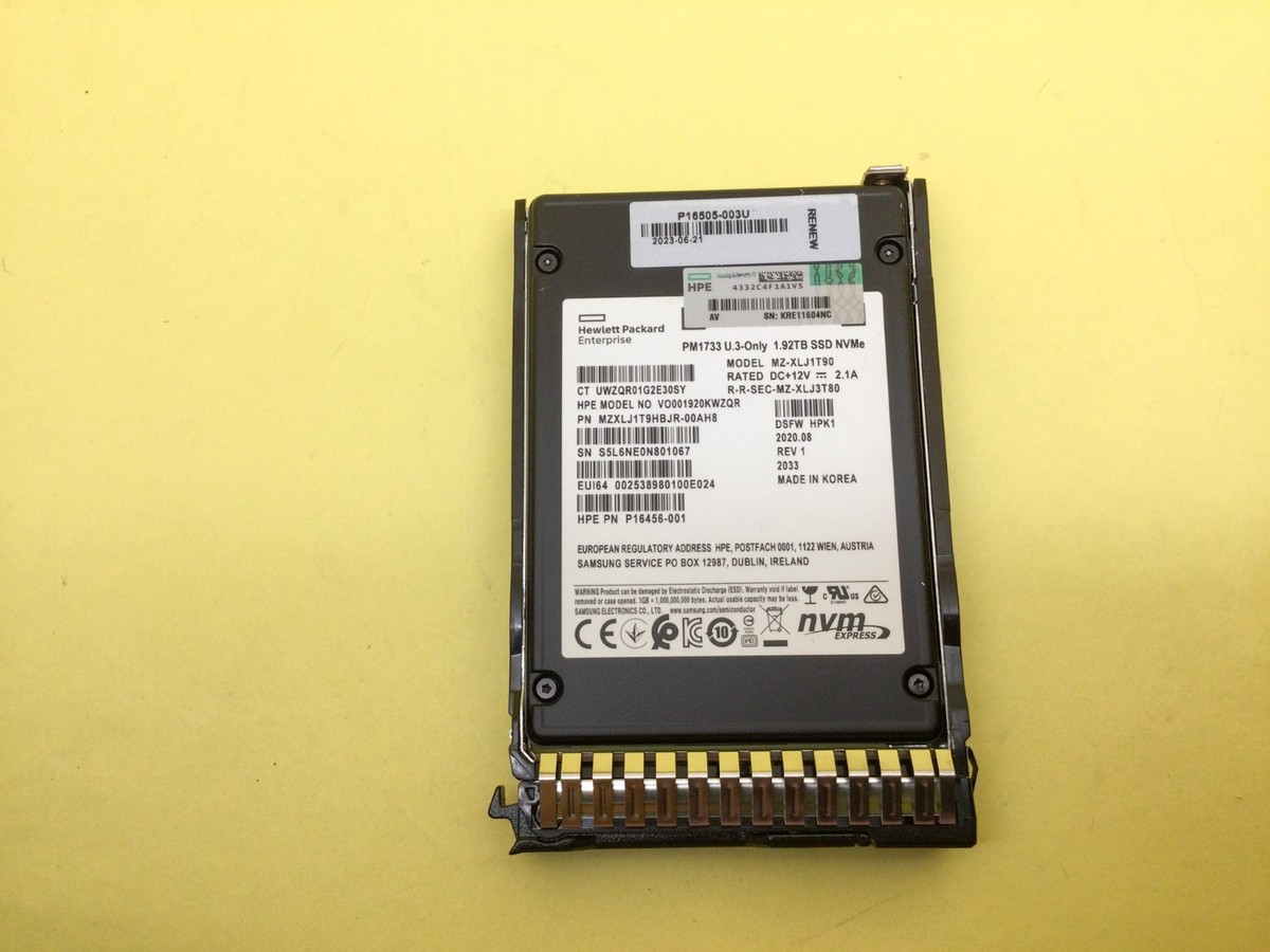 P16501-B21 HPE 1.92TB NVME GEN4 READ INTENSIVE SFF SC U.3 SSD