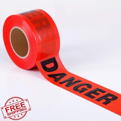 KINGPLAST Danger Do Not Enter Barrier Tape Red 3'' x 1000ft Caution
