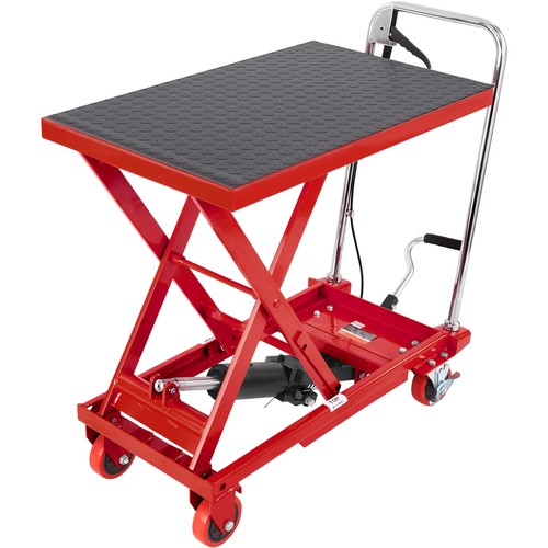 Tischwagen mit hydraulischem Hub 500 lbs manueller Scherenhubtisch 28,5 Zoll Rot - Bild 12 von 12