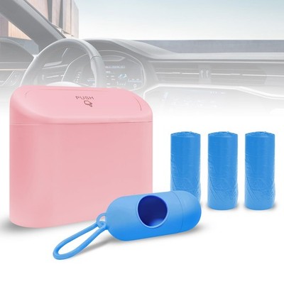 Car Trash Can with 3 Rolls Trash Bags, 1.2 Gallon Vehicle Garbage Bin with Li...