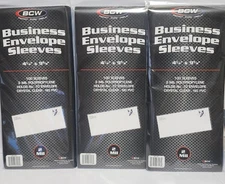 BCW Long Postcard Sleeves 300 (Three Packs of 100) 2 Mil 4 ¼ x 9 ⅝" #10 Business