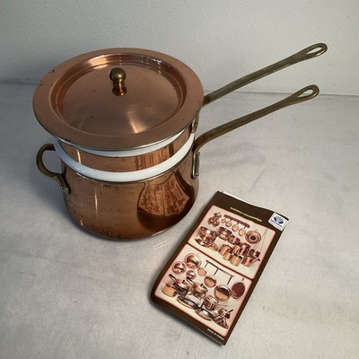 VTG Korea Daewoo SOLID Copper Double Boiler Pot & Lid Brass