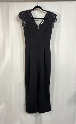 Speechless Lace Jumpsuit Women s XS | Black Keyhole Neck Short Sleeve | Glamcore
