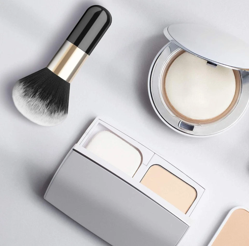 Pincel de maquiagem em pó, pincel Kabuki plano, pincel de maquiagem grande único preto e dourado - Imagem 3 de 4