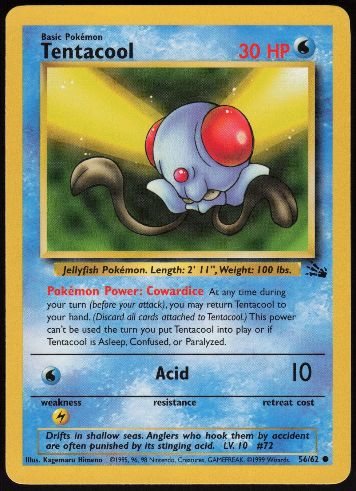 Tentacool 56/62 Common Fossil Pokemon Near Mint
