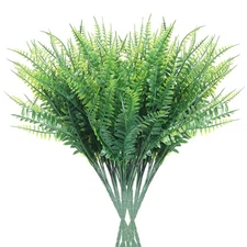 20Pcs Faux Boston Fern Plants 14" Artificial Shrubs Greenery Outdoor Anti-UV