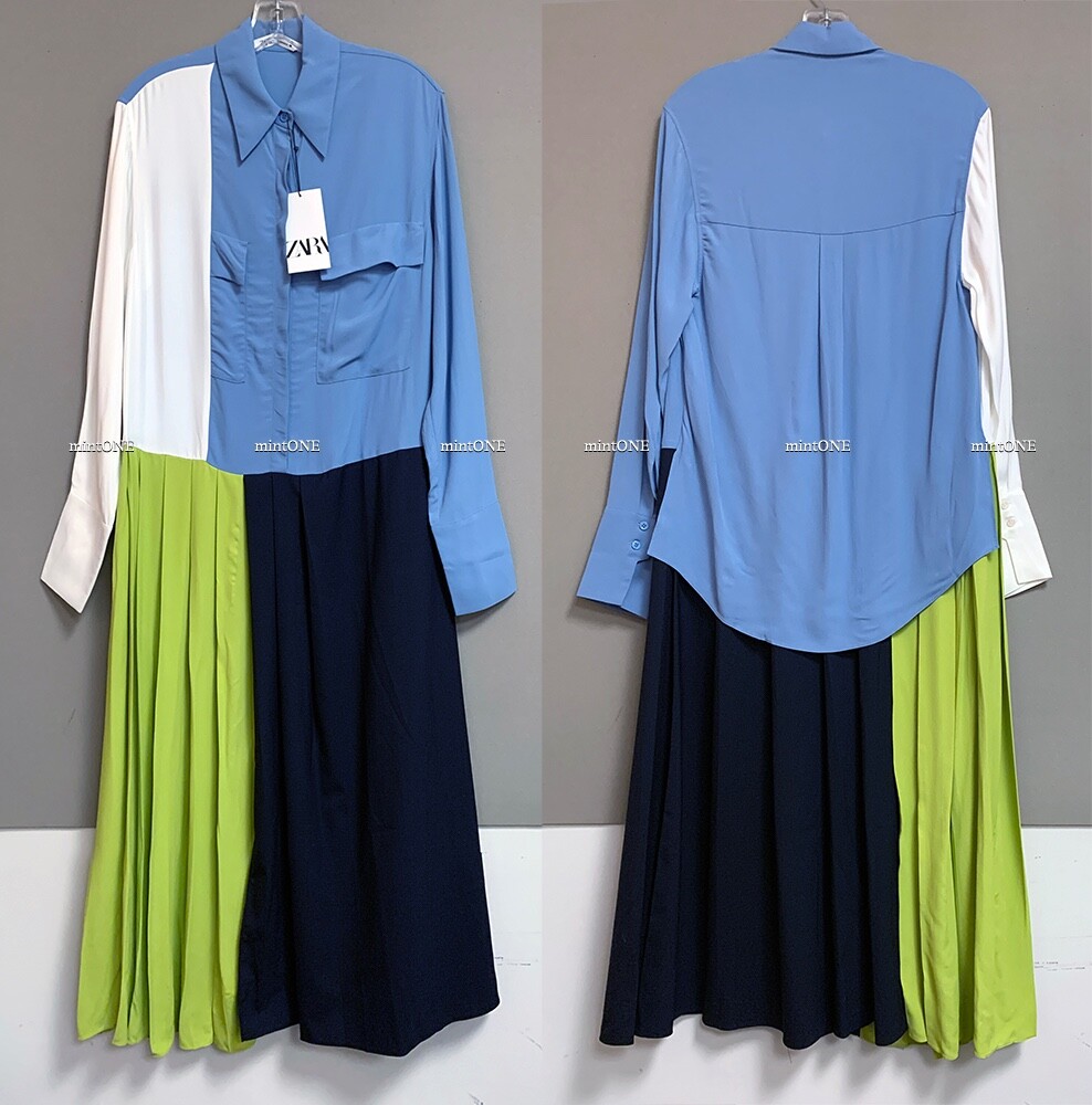 zara pleated patchwork dress Zara Pleated Patchwork Dress