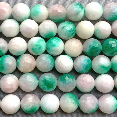Candy Jade Green Faceted Round Ball 8mm Semi Precious Stone Beads Q1 Strand