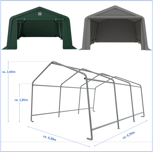 Rundbogenzelt Rundbogenhalle Weidezelt Panel Unterstand 3,3x4,7m GRÜN ANGEBOT PE - Bild 10 von 15